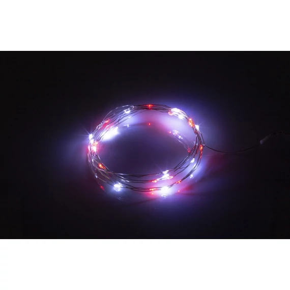 Retlux RXL 382 Nano gömbös fényfüzér, piros-hideg fehér, 100LED, 2.4m