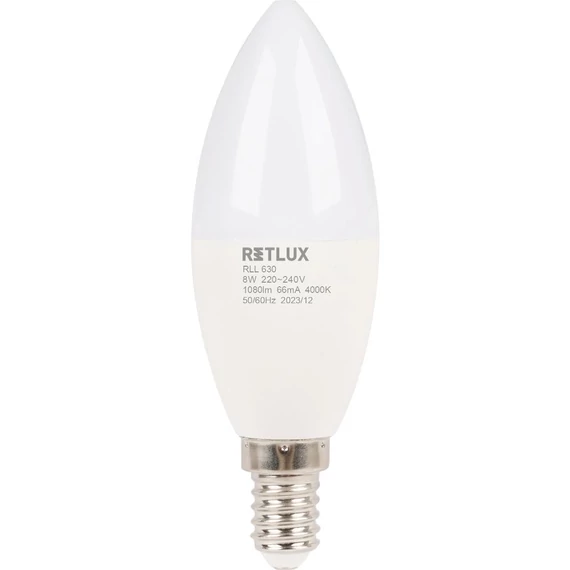 Retlux RLL 630 LED gyertya izzó, E14, 8W, hideg fehér