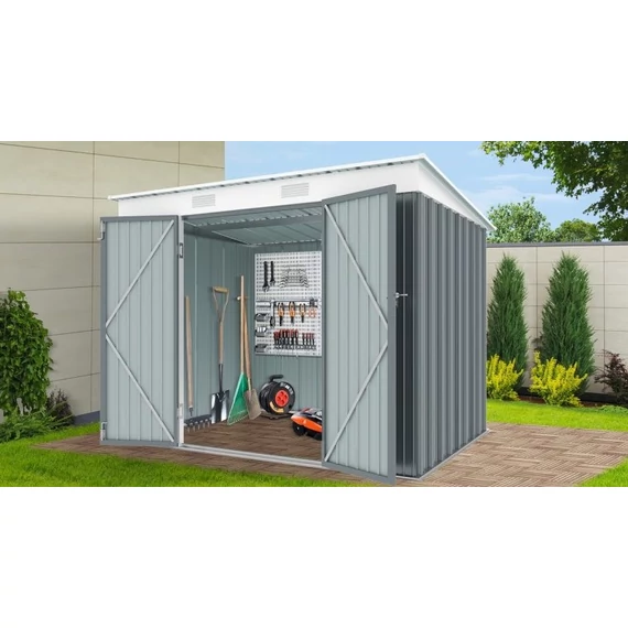 Riwall RMSP 6x8 antracit fém kerti tároló lapostetővel, 2.4x1.8m, antracit