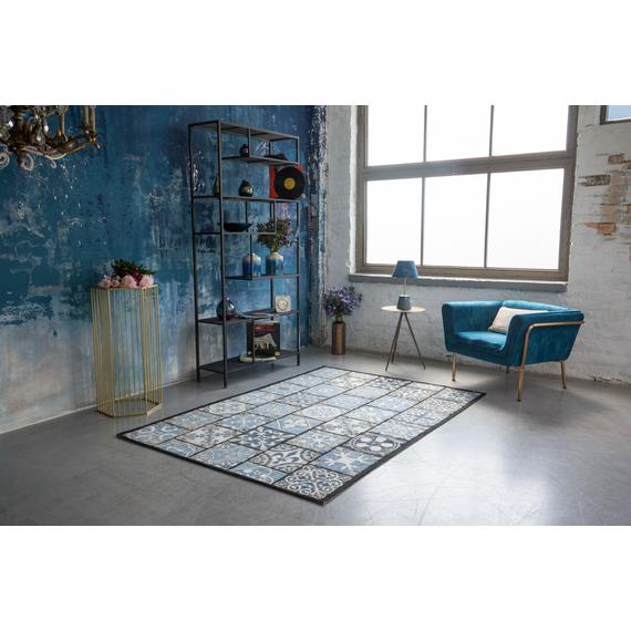 Barcelona mozaik mintás szőnyeg, kék, 160x230cm