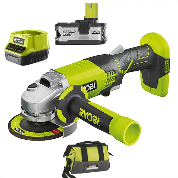 Ryobi R18AG-140S 18V akkus sarokcsiszoló, 115mm (4Ah akku és töltő)