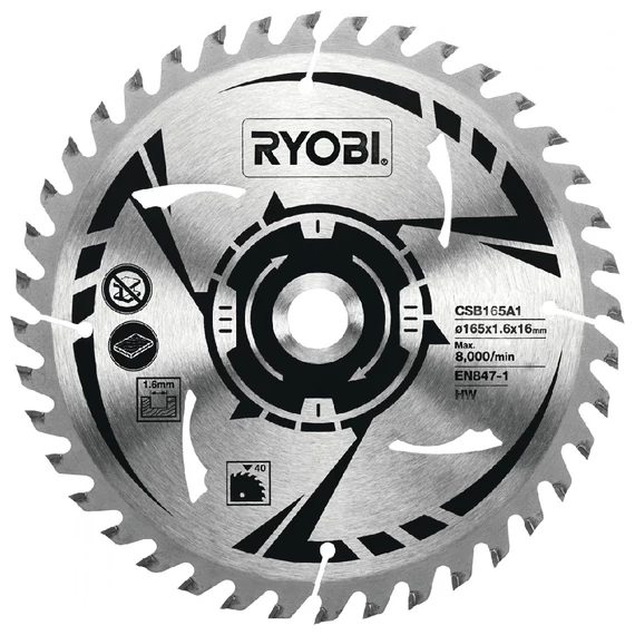 Ryobi CSB165A1 körfűrészlap az R18CS körfűrészhez, 165mm, 40 fog