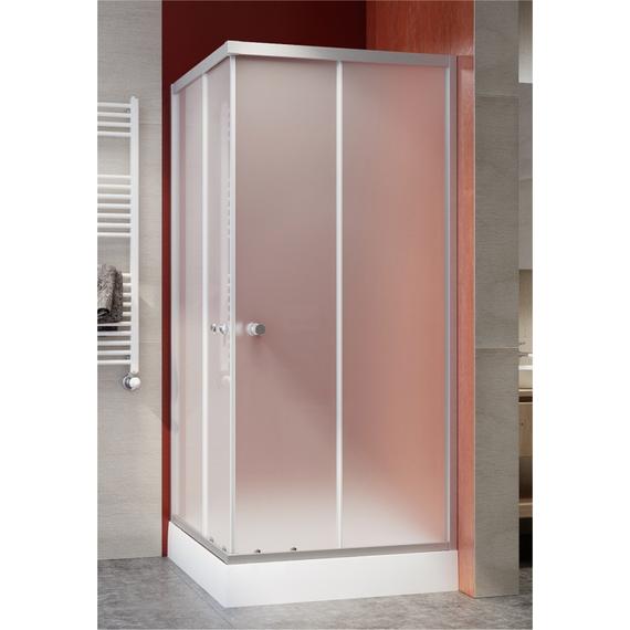 Sanimix szögletes zuhanykabin, tálca nélkül, matt üveggel, króm profillal, 80x80x185cm