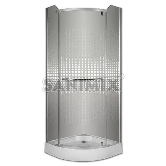 Keret nélküli nyílóajtós zuhanykabin kockás üveggel 90x90x210