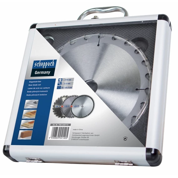 Scheppach fűrészlap szett, 24, 48 és 60 fog, 210mm, 3db