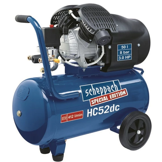 Scheppach HC 52 DC kéthengeres kompresszor, olajkenésű, 50L, 8bar, 2.2kW, 230V