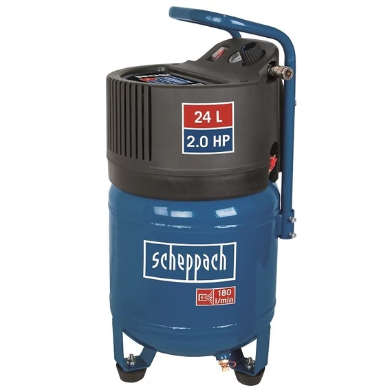Scheppach HC 24 V vertikális kompresszor, olajmentes, 24L, 10bar, 1.5kW, 230V