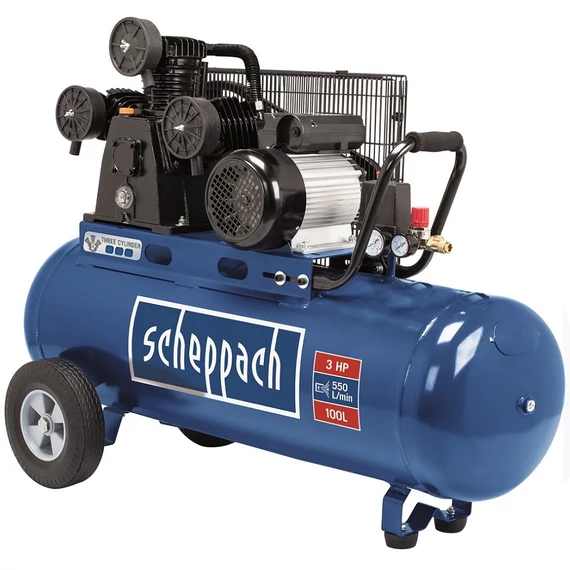 Scheppach HC 550 TC háromhengeres kompresszor, olajkenésű, 100L, 10bar, 2.2kW, 230V