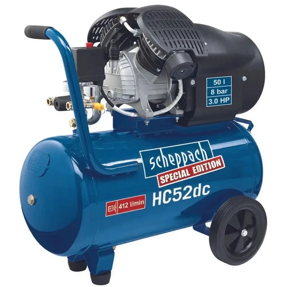 Scheppach HC 52 DC kompresszor, kéthengeres, olajkenésű, 50L, 8bar, 2.2kW, 230V