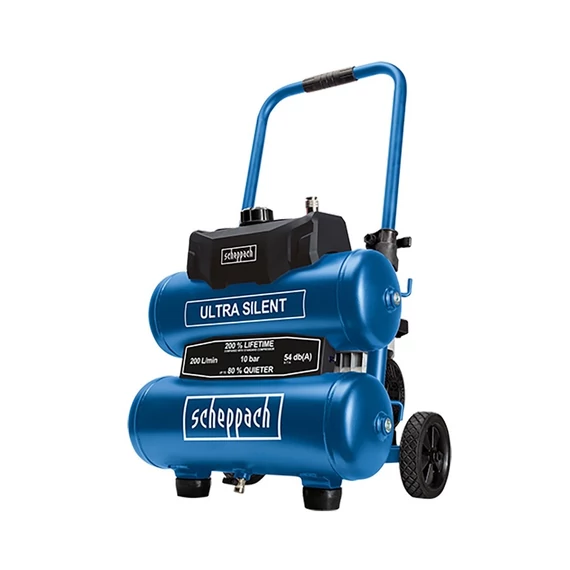 Scheppach HC 20 Si Twin olajmentes kéthengeres kompresszor, 750W, 20L, 10bar
