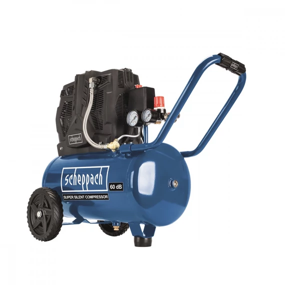 Scheppach HC 25 Si kéthengeres kompresszor, olajmentes, 24L, 8bar, 1.1kW