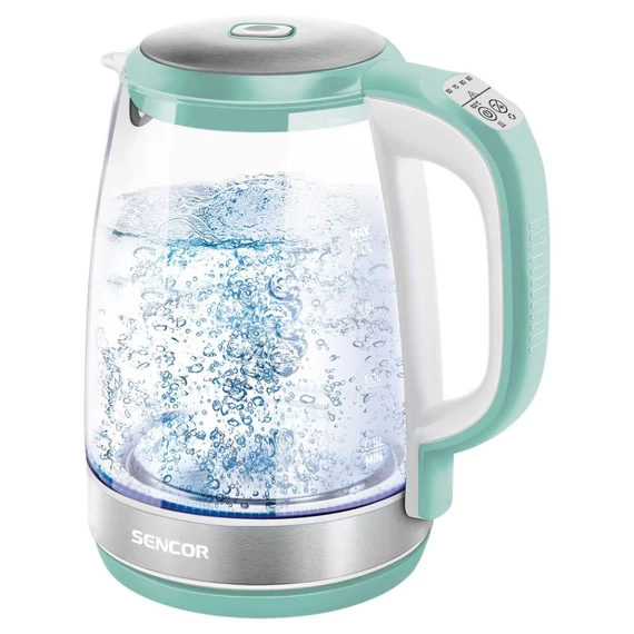 Sencor SWK 2191GR üveg vízforraló hőfokszabályzóval, 2.2kW, 2L, mentazöld
