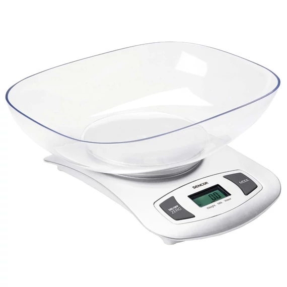 Sencor SKS 4001WH tálas konyhai mérleg, max 5kg, fehér