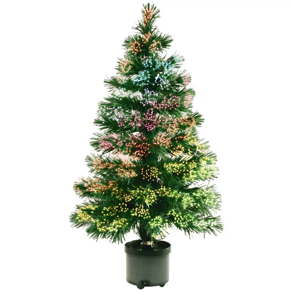 Világító fenyőfa, optikai szálas, színes, 120cm, 230V