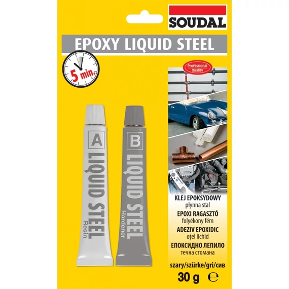 Soudal Epoxy Liquid Steel ragasztó, 2x15g