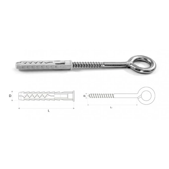 Stalco műanyag tipli PE szemes csavarral, 14x190mm, 20db