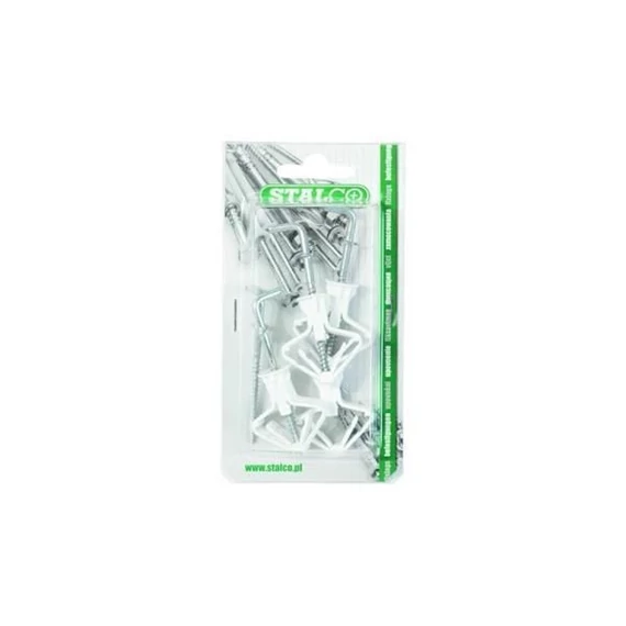 Stalco szárnyas gipszkarton dübel+mennyezeti kampó, 10x3.5x62mm, 4db