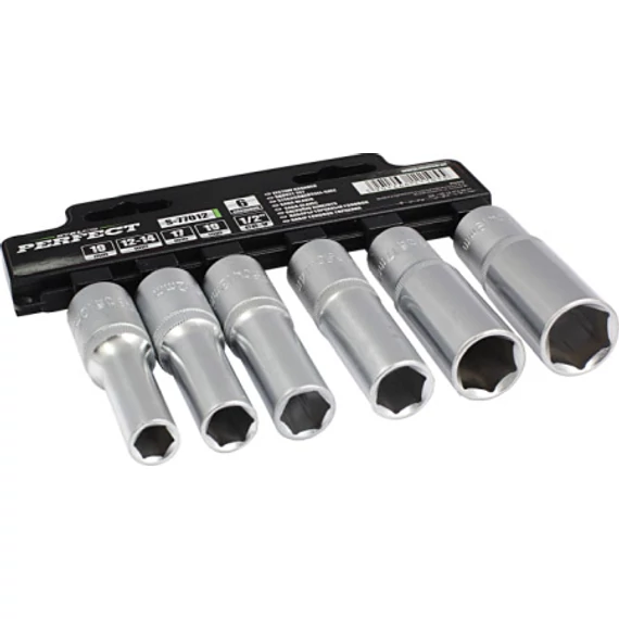 Stalco Perfect dugókulcs készlet, CrV, hosszú, 1/2&quot;, 6 részes