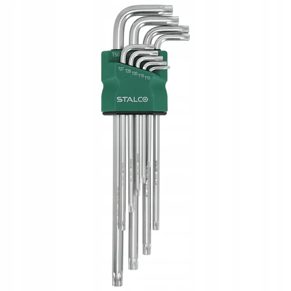 Stalco imbuszkulcs készlet, torx, CrV, hosszú, T10-T50, 9 részes
