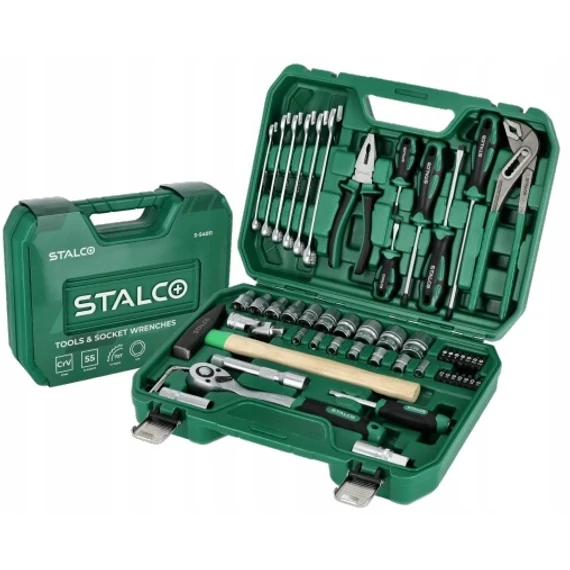 Stalco szerszám és dugókulcs készlet, 1/2&quot;-1/4&quot;, 55 részes
