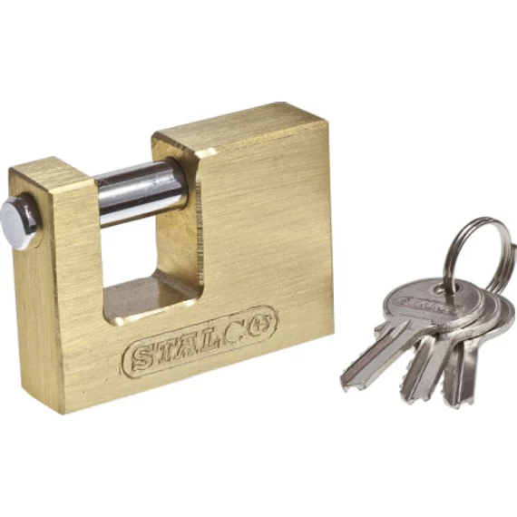 Stalco lakat, sárgaréz, tömb, 3 kulccsal, 90mm