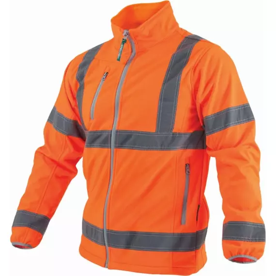 Stalco Prémium softshell láthatósági kabát fényvisszaverő csíkkal, narancs, L