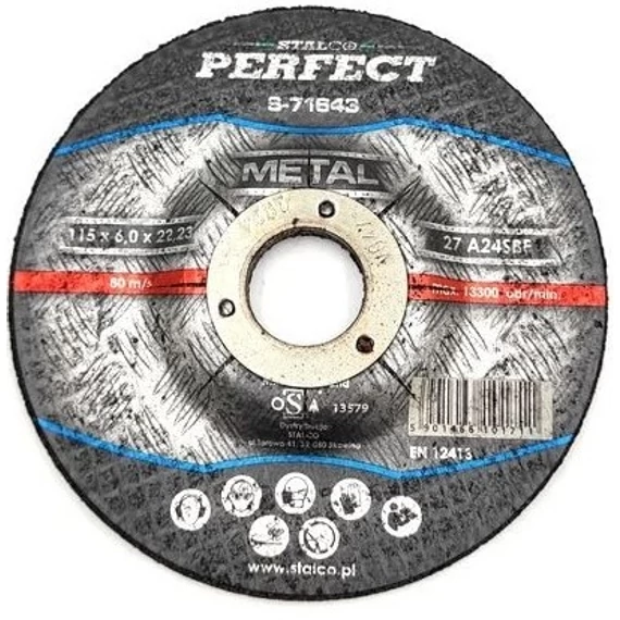 Stalco Perfect csiszolókorong fémhez, 180x6.0x22.23mm