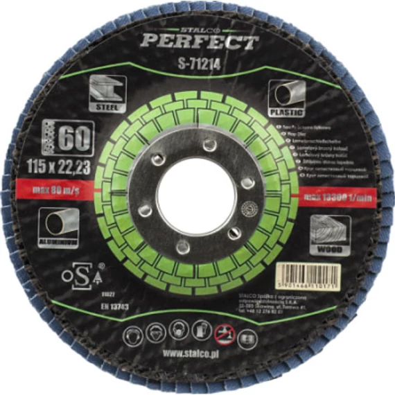 Stalco Perfect csiszolókorong, lamellás, 125x22.23mm, G100