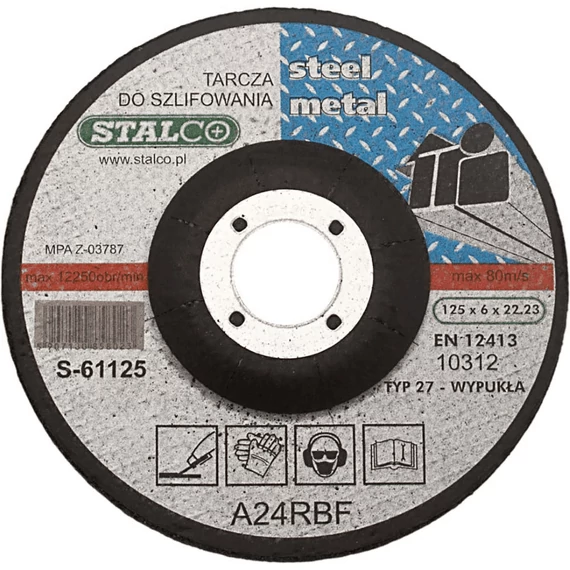 Stalco Premium csiszoló tárcsa, fémhez 6.0x22.2x180mm