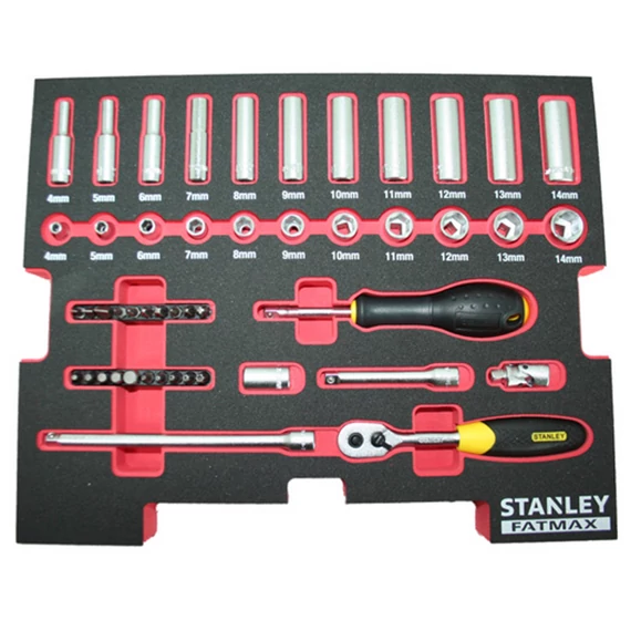 Stanley FatMax 1/4&quot; dugókulcs készlet TSTAK szivacsbetéttel, 48 részes