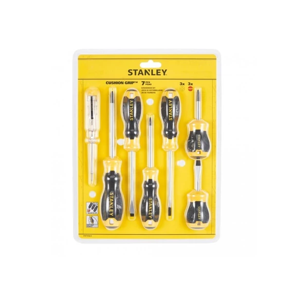 Stanley Cushion Grip csavarhúzó készlet fázisceruzával, FL/PHIL, 7 részes