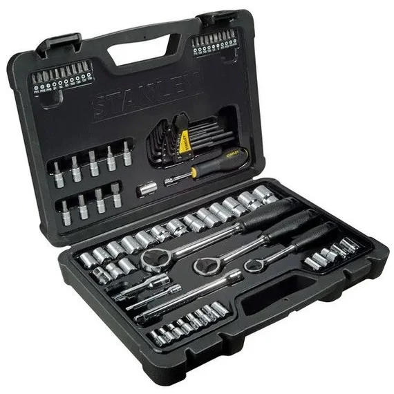 Stanley bit- és dugókulcs készlet, 1/4&quot; 3/8&quot; 1/2&quot;, 13-22mm, 80 részes
