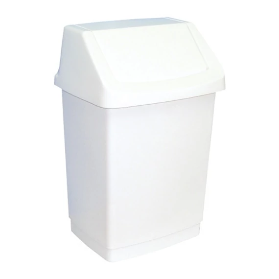 Billenőfedeles szemetes kuka, műanyag, fehér, 50L