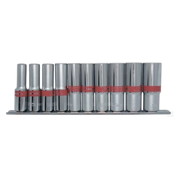 MTX dugókulcs készlet, hosszított, 1/4&quot;, CrV, 4-13mm, 10 részes
