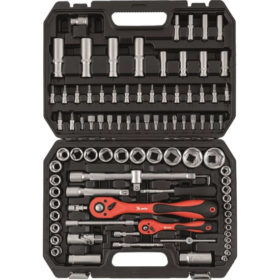 MTX dugókulcs készlet kofferben, 1/2”, 1/4”, CrV,  82 részes