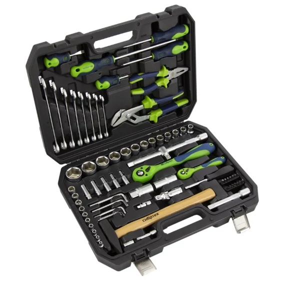 MTX szerszámkészlet műanyag tokban, CrV, 1/2&quot;, 1/4&quot;, 76db