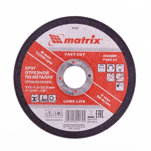 MTX vágókorong fémhez, 115x1.2x22mm