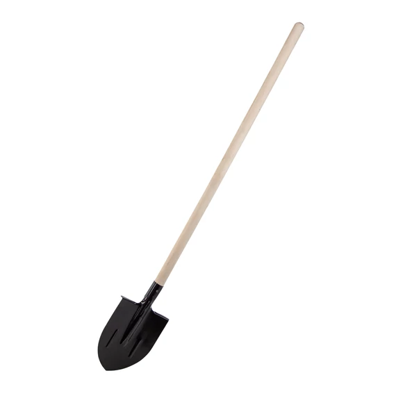 Kerek végű lapát merevítővel, fa nyéllel, 205x275x1400mm