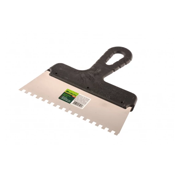 Sibrtech spatulya, rozsdamentes, műanyag nyél, 6x6mm lekerekített fog, 200mm