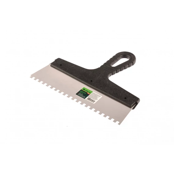 Sibrtech spatulya, rozsdamentes, műanyag nyél, 6x6mm fog, 250mm