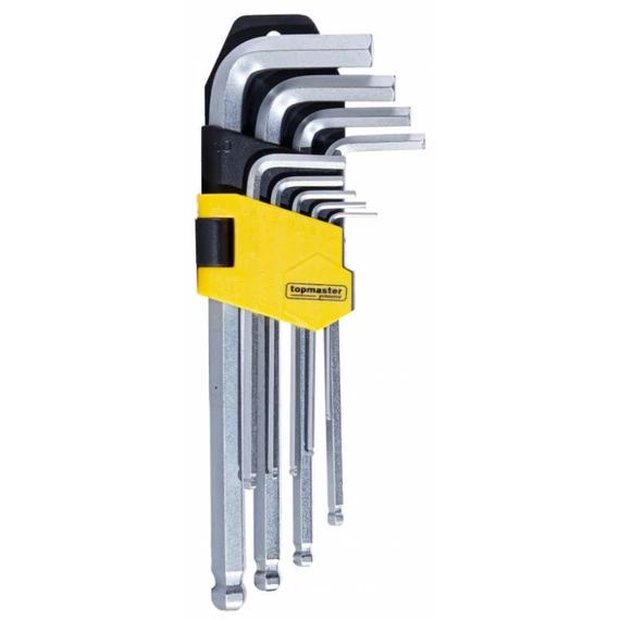 Topmaster Pro imbuszkulcs készlet, golyós, 1.5-10mm, 65-175mm, 9db