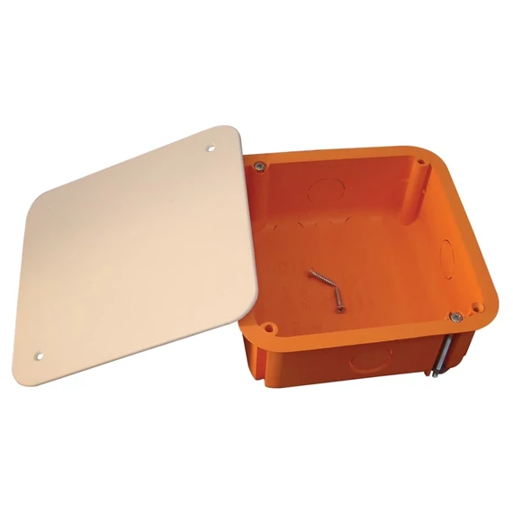 Tracon gipszkarton doboz, sima, fedéllel, narancssárga, 100x100x45mm