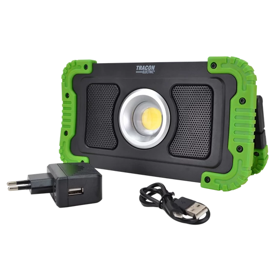 Tracon Bluetooth hangszórós, akkus LED szerelő reflektor, 15W, 1500lm