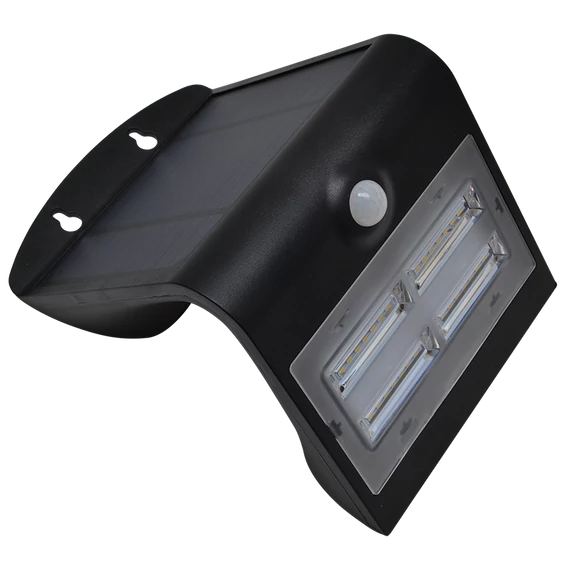 Tracon napelemes LED fali világítótest, mozgásérzékelővel, fekete 3.2W, 400lm