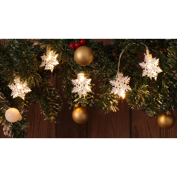 Tracon X22056 karácsonyi fényfüzér, hópehely, fém, 90cm, 10LED, 3000K