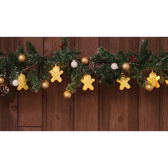 Tracon X22061 karácsonyi füzér, mézeskalács, fém, 1.35m, 10LED, 3000K