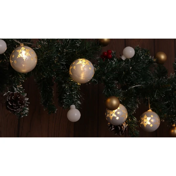 Tracon X22064 karácsonyi fényfüzér, mintás gömb, 1.35m, 10LED, 3000K