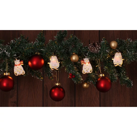 Tracon X22072 karácsonyi fényfüzér, pingvin medvével, 1.35m, 10LED, 3000K