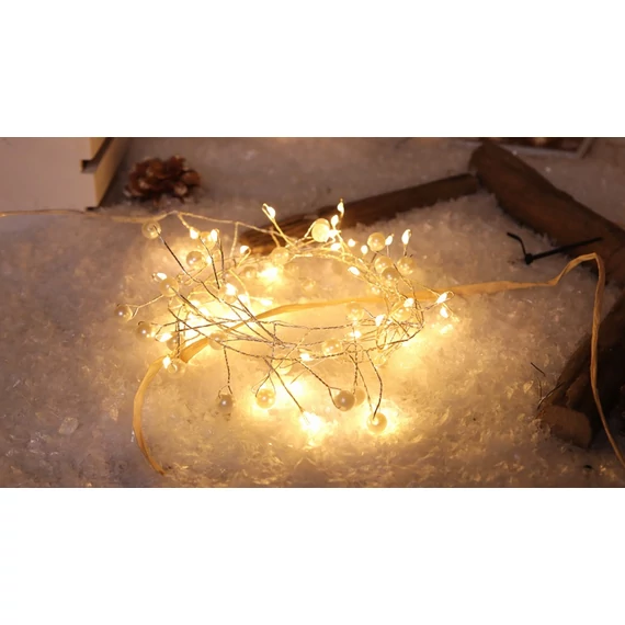 Tracon X23015 karácsonyi fényfüzér gyönggyel, 1.2m, 40LED, 3000K