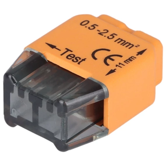 Tracon csavar nélküli vezetékösszekötő, nem oldható, narancssárga, 2 vezeték, 0.5-2.5mm, 16A